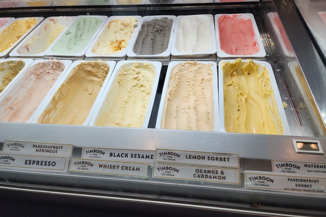 Ice cream selection at Timboon Ice Creamery